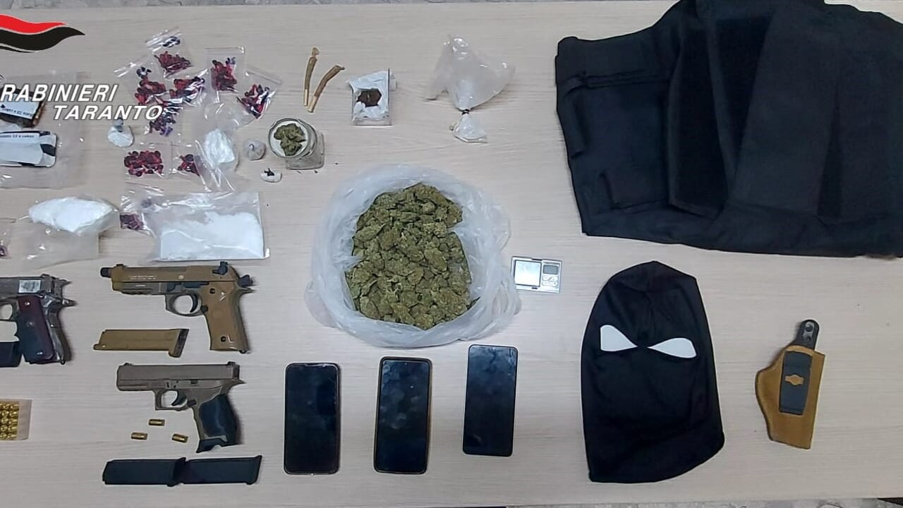 Armi e droga: 3 arresti nel tarantino, plauso del SIM Carabinieri